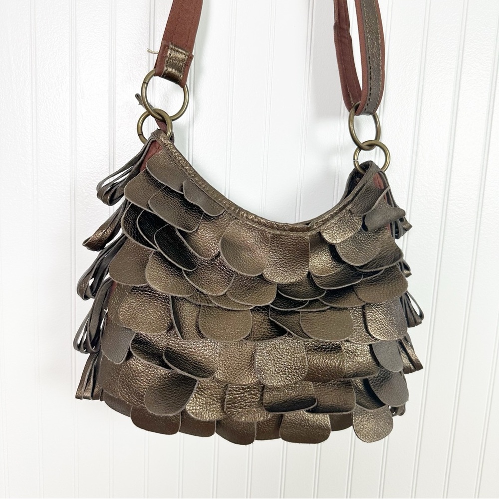 VINTAGE LEATHER FRINGE CROSSBODY SHOULDER BAG